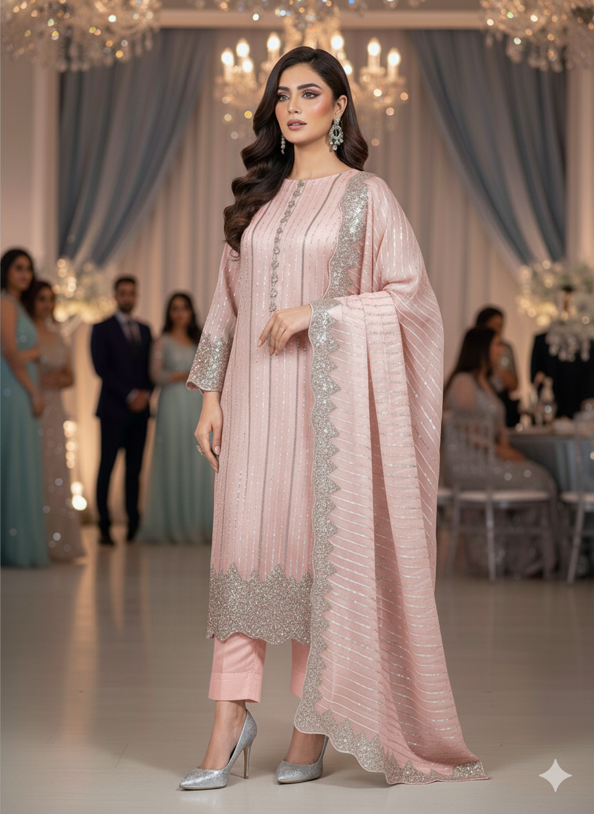 Artisan Silk 2pc – Unstitched Turkish Cutdana Collection - 2