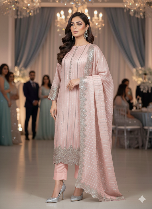 Artisan Silk 2pc – Unstitched Turkish Cutdana Collection - 2