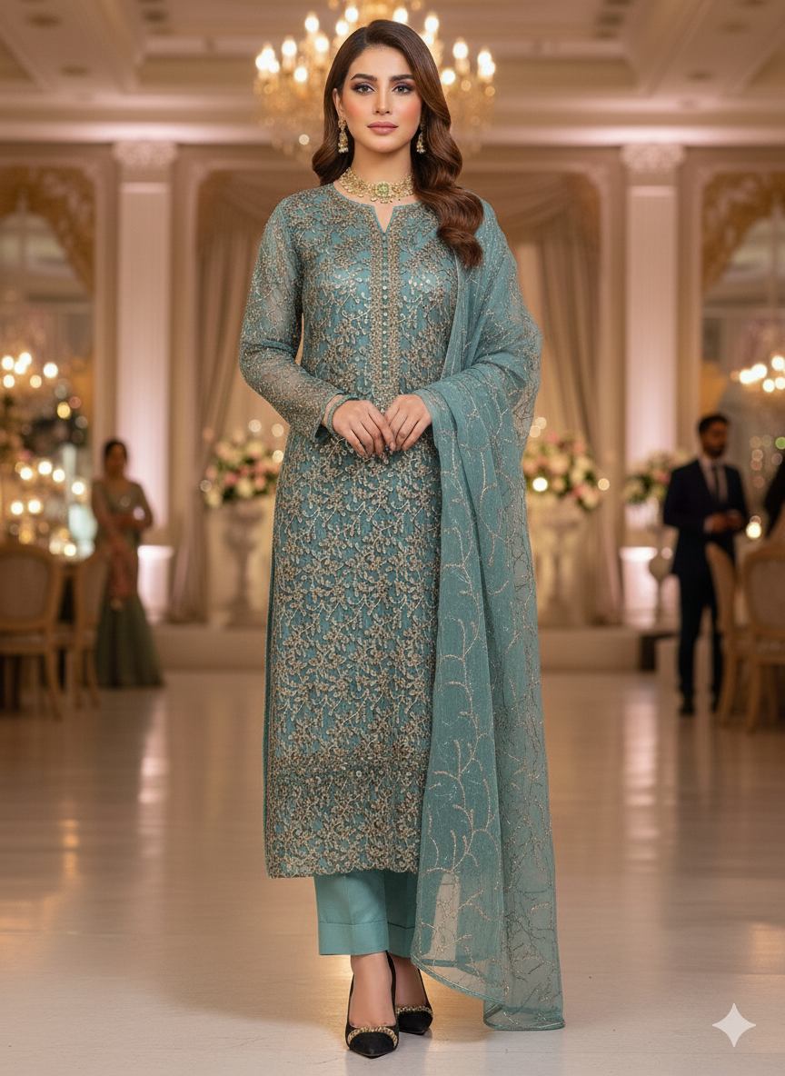 Chiffon embroidered 2pc unstitched