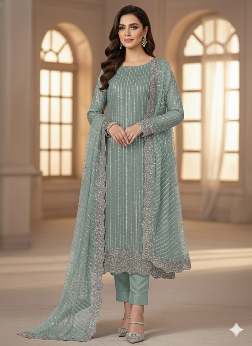 Net 2pc – Unstitched Turkish Cutdana Collection - 4