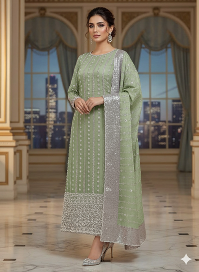 Luxury Silk 2pc – Turkish Cutdana Embellished Unstitched Set