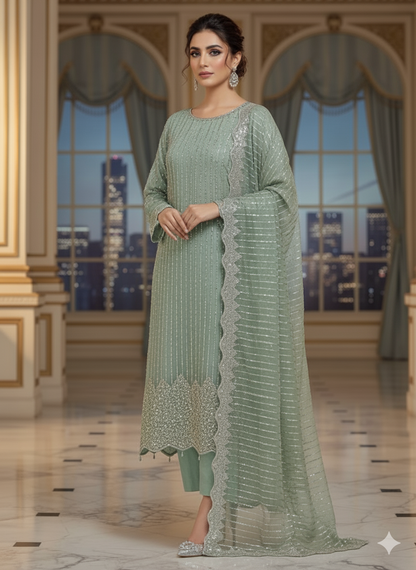 Artisan Silk 2pc – Unstitched Turkish Cutdana Collection - 2