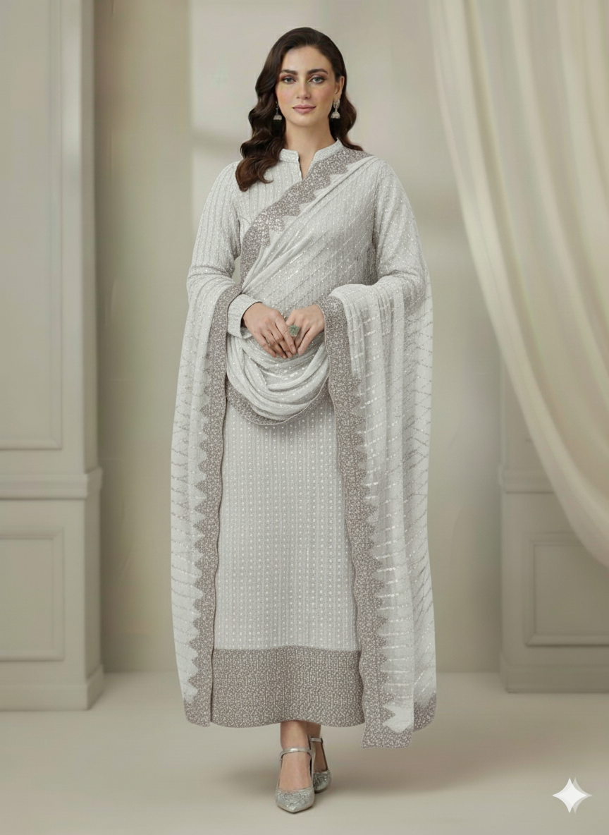 Silk 2pc – Unstitched Turkish Cutdana Collection - 4