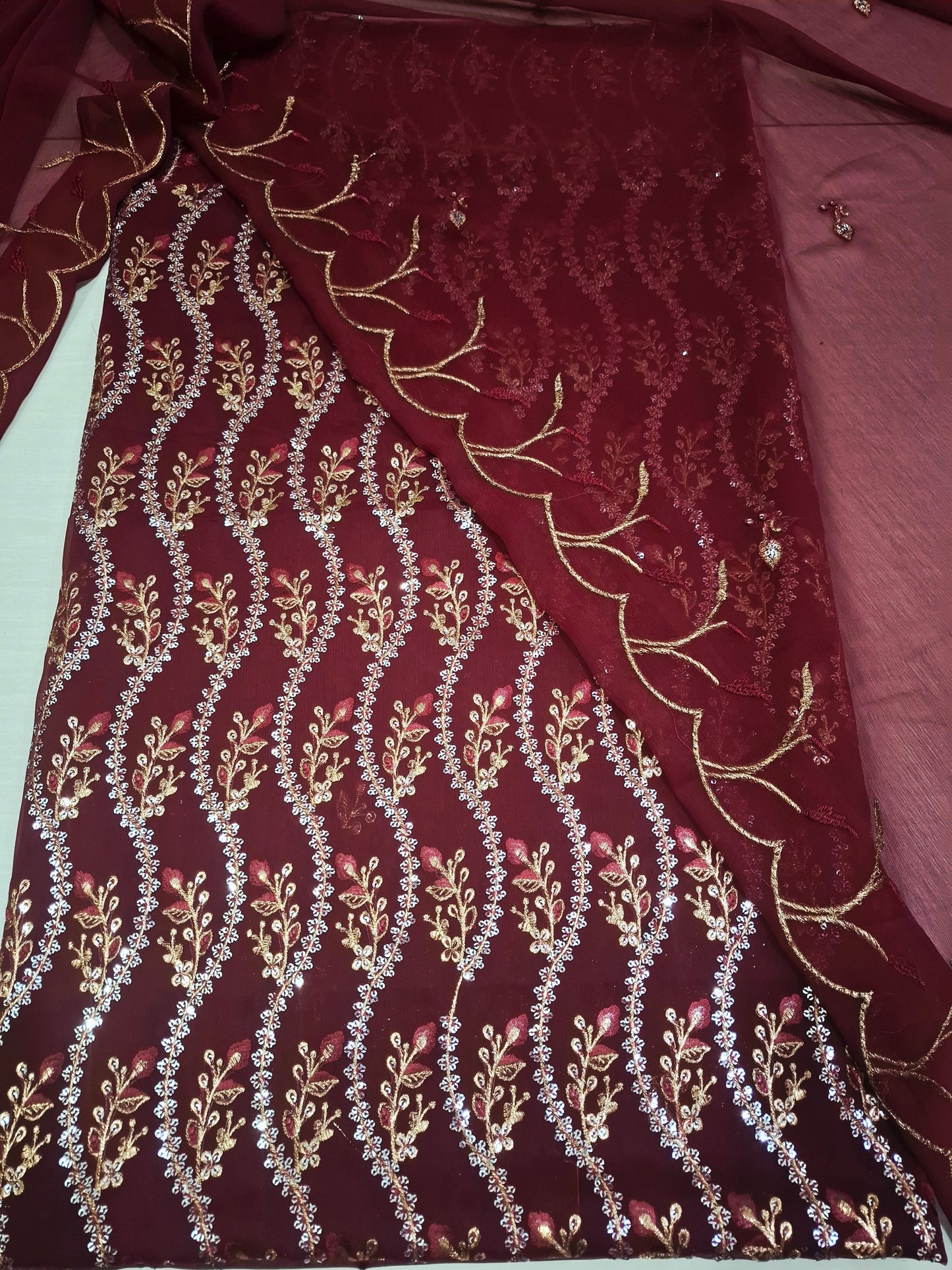 Chiffon embroidered 2pc