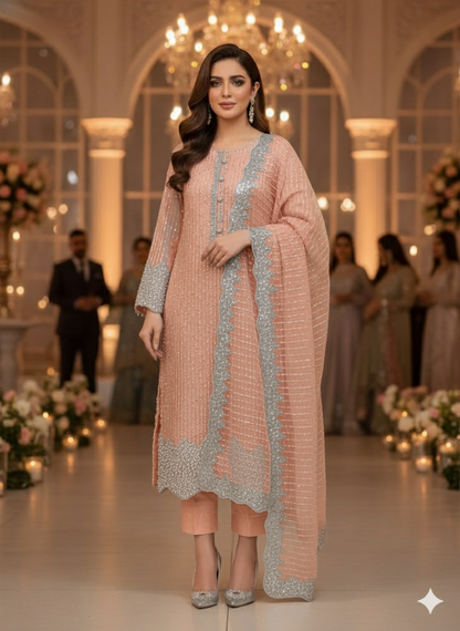 Net 2pc – Unstitched Turkish Cutdana Collection - 8