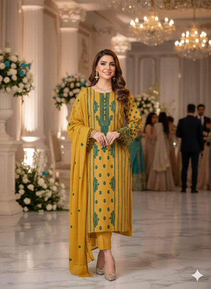 Chiffon Thread Embroiderd 2pc unstitched