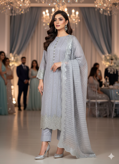 Artisan Silk 2pc – Unstitched Turkish Cutdana Collection - 2