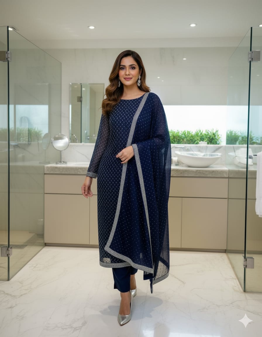 Designer Chiffon 3pc Party Wear