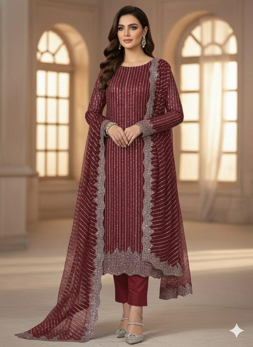 Net 2pc – Unstitched Turkish Cutdana Collection - 4