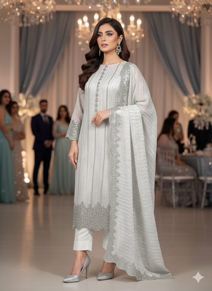 Artisan Silk 2pc – Unstitched Turkish Cutdana Collection - 2