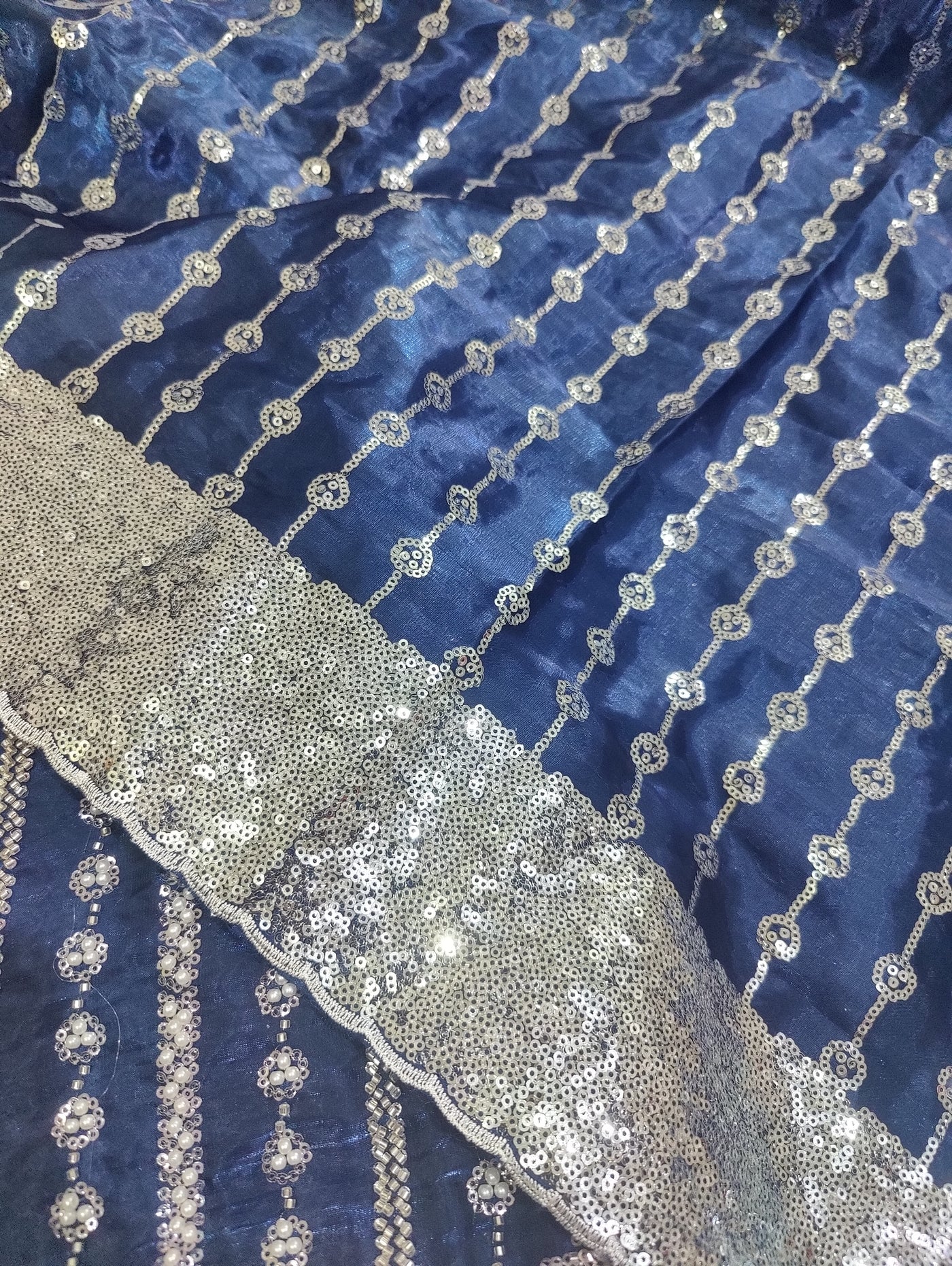 Unstitched Silk 2pc – Ornate Turkish Cutdana Design for Festive Wear