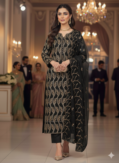 Chiffon embroidered 2pc