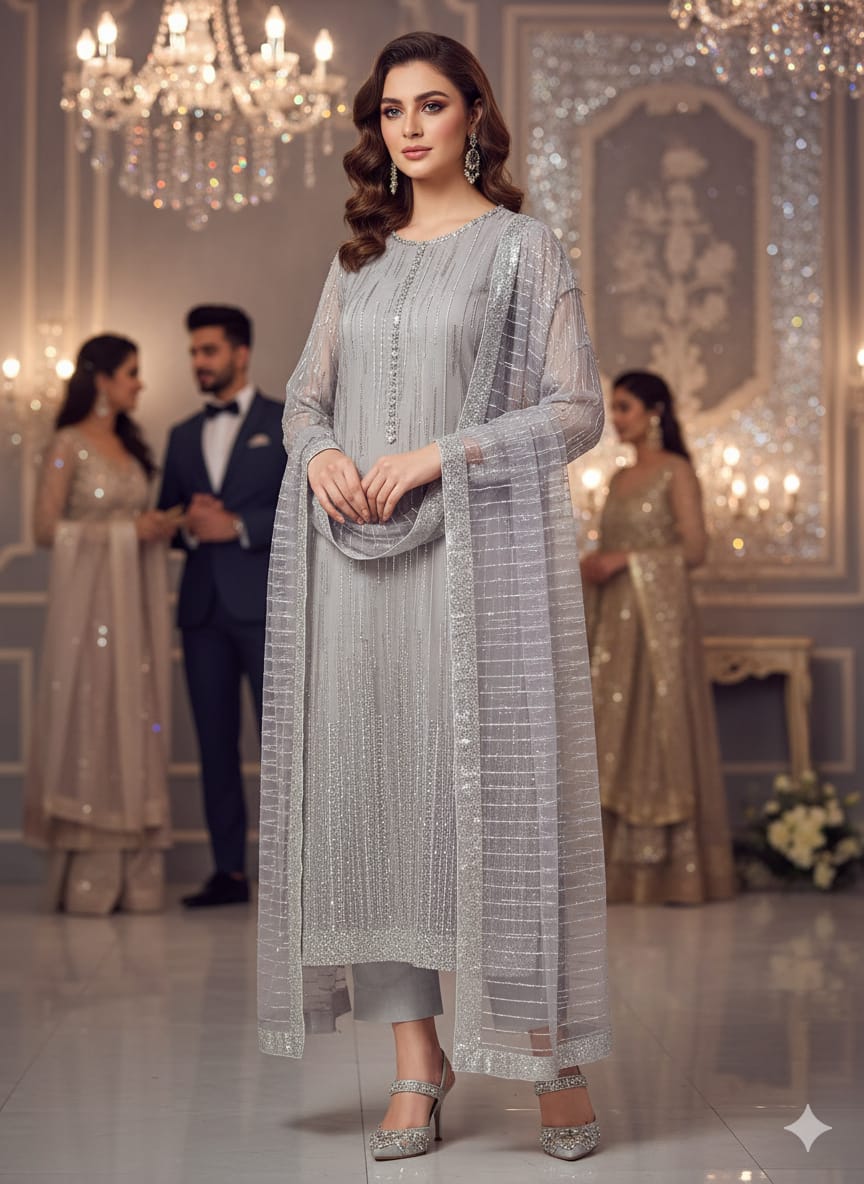 Net 2pc – Unstitched Turkish Cutdana Collection