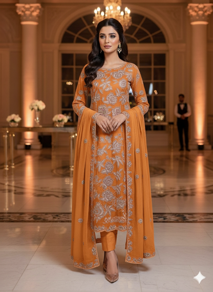 Chiffon Embroidered 2pc unstitched