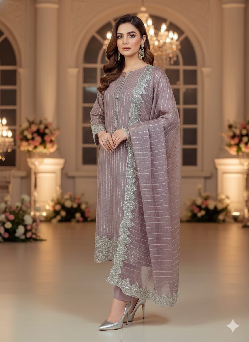 Silk 2pc – Unstitched Turkish Cutdana Collection - 6