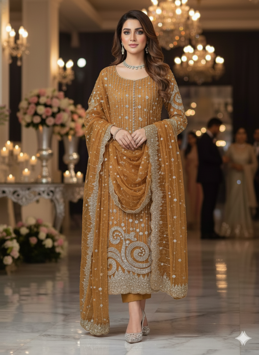 Net 2pc – Unstitched Turkish Cutdana Collection - 5