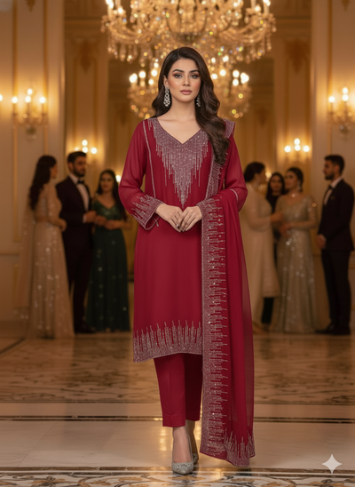 Designer Chiffon 3pc Party Wear