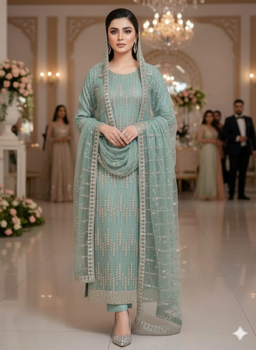 Net 2pc – Unstitched Turkish Cutdana Collection - 9