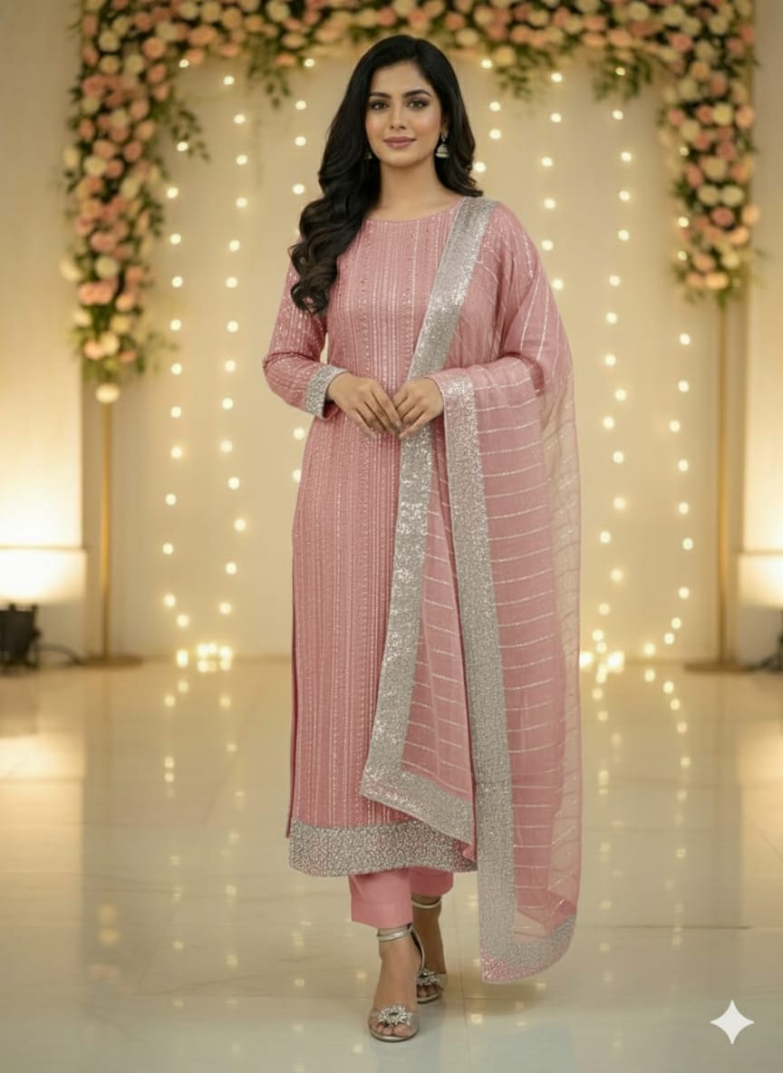 Silk 2pc Unstitched – Luxe Turkish Cutdana Embroidery Edition Fountain