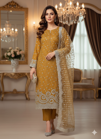 Net 2pc – Unstitched Turkish Cutdana Collection - 5