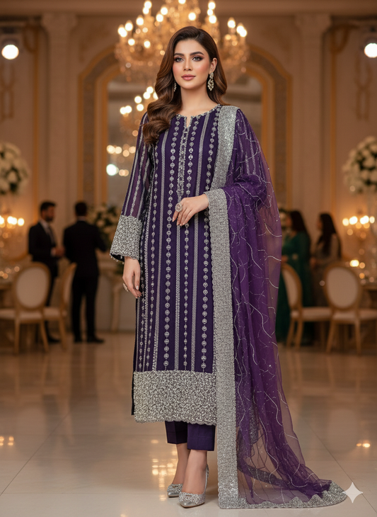 Net 2pc – Unstitched Turkish Cutdana Collection - 7