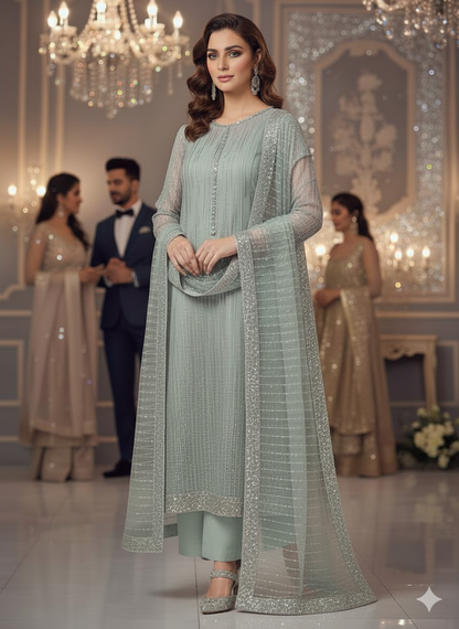 Net 2pc – Unstitched Turkish Cutdana Collection