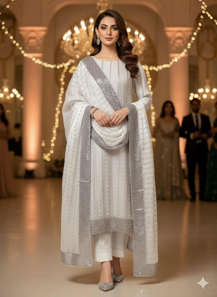 Silk 2pc – Unstitched Turkish Cutdana Collection - 5