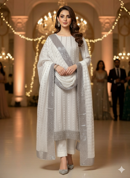 Silk 2pc – Unstitched Turkish Cutdana Collection - 5