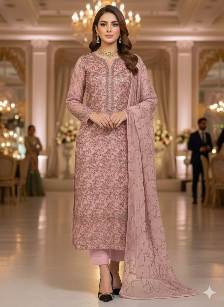 Chiffon embroidered 2pc unstitched