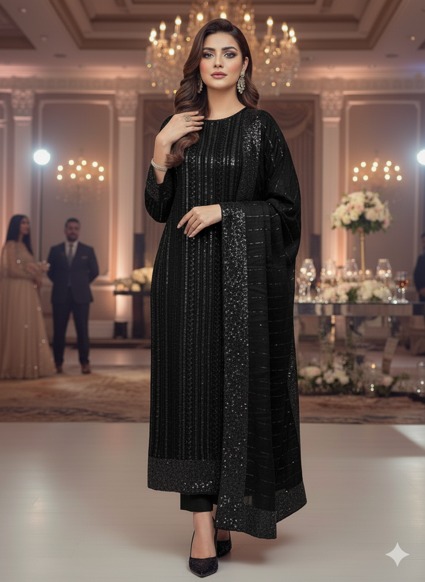 Silk 2pc Unstitched – Luxe Turkish Cutdana Embroidery Edition Fountain