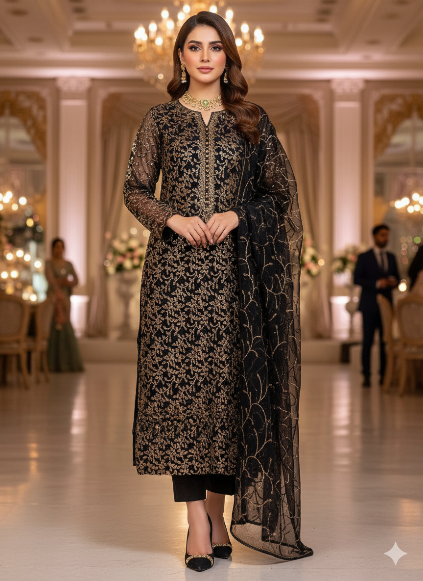 Chiffon embroidered 2pc unstitched