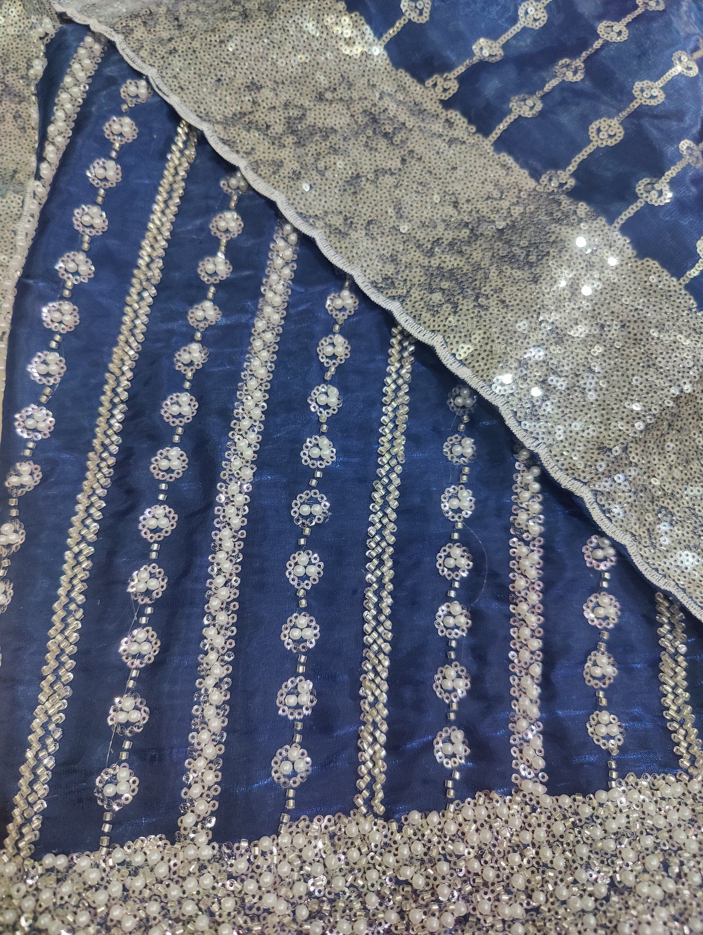 Unstitched Silk 2pc – Ornate Turkish Cutdana Design for Festive Wear