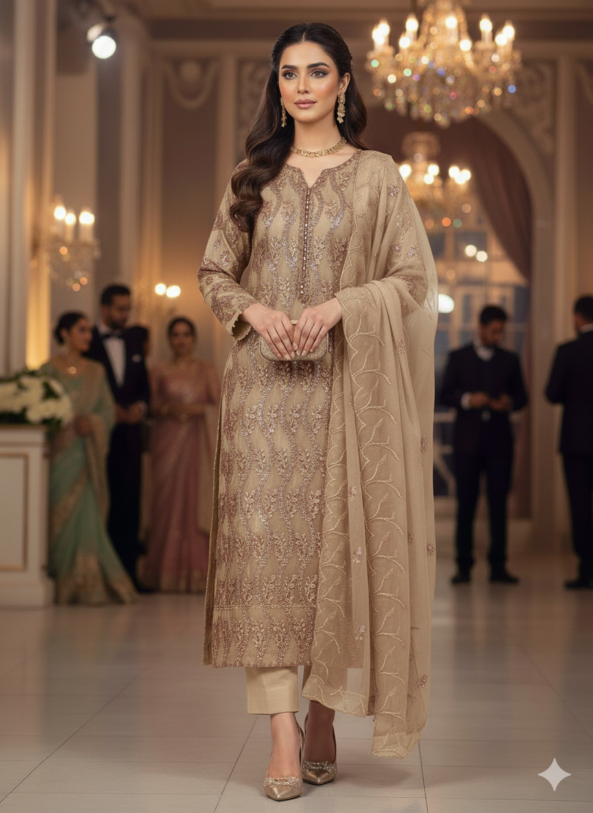 Chiffon embroidered 2pc