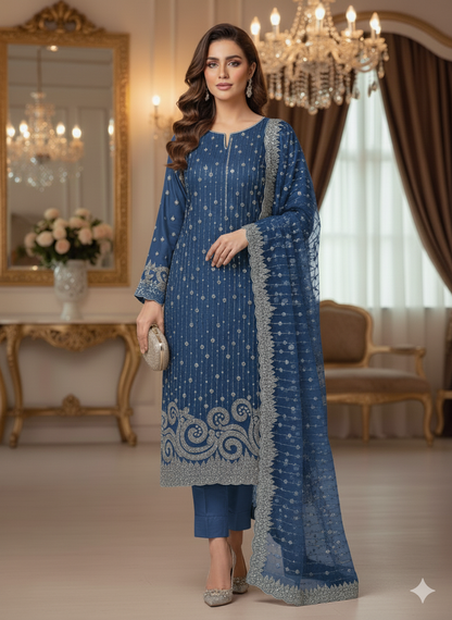 Net 2pc – Unstitched Turkish Cutdana Collection - 5