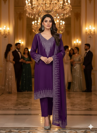 Designer Chiffon 3pc Party Wear