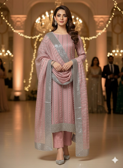 Silk 2pc – Unstitched Turkish Cutdana Collection - 5