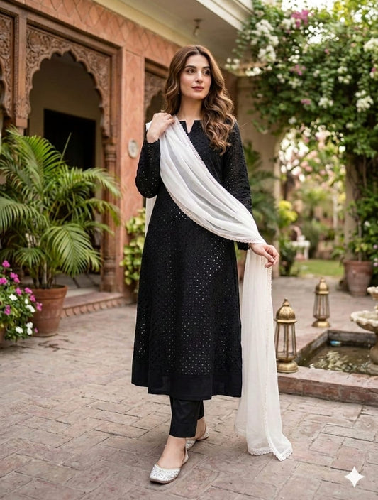 Chikankari unstitched shirt