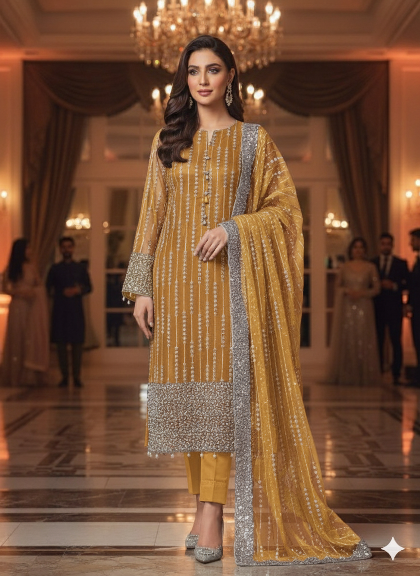 Net 2pc – Unstitched Turkish Cutdana Collection - 2