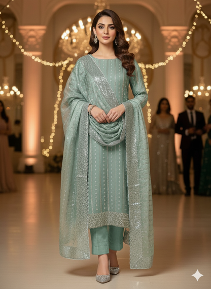 Silk 2pc – Unstitched Turkish Cutdana Collection - 5