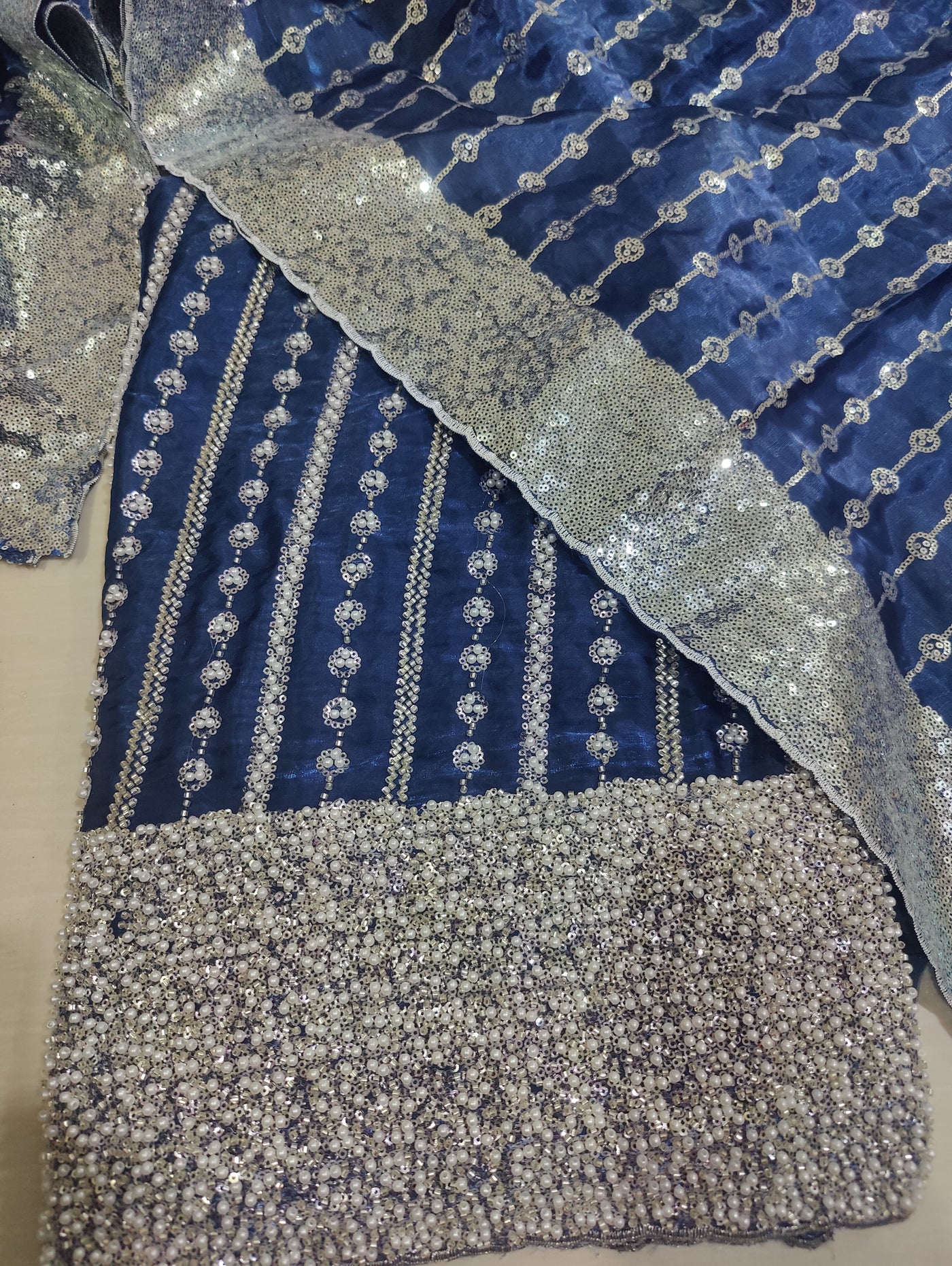 Unstitched Silk 2pc – Ornate Turkish Cutdana Design for Festive Wear