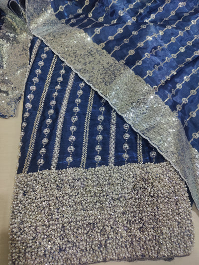 Unstitched Silk 2pc – Ornate Turkish Cutdana Design for Festive Wear
