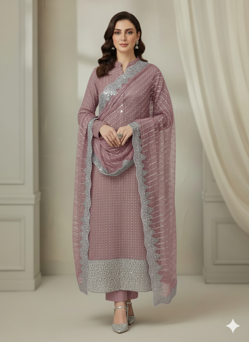 Silk 2pc – Unstitched Turkish Cutdana Collection - 4