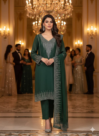 Designer Chiffon 3pc Party Wear