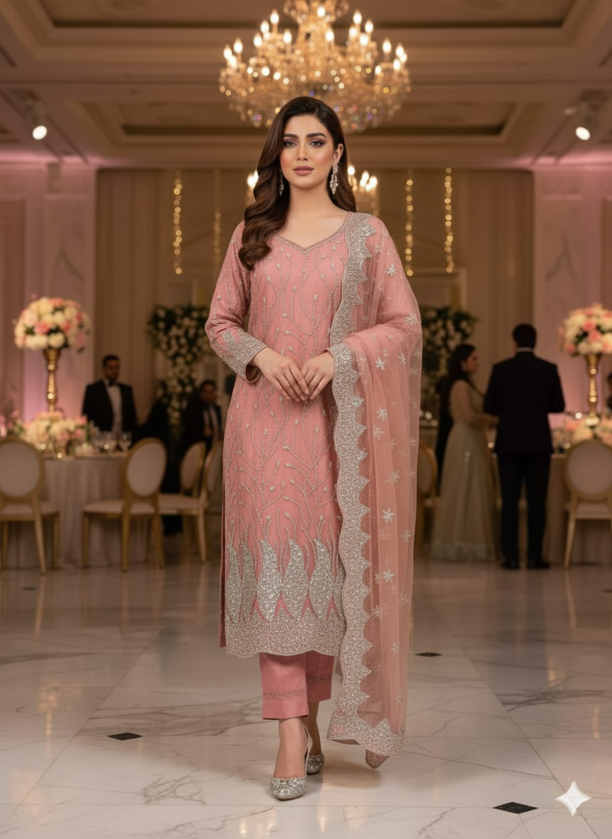 Net 2pc – Unstitched Turkish Cutdana Collection - 6