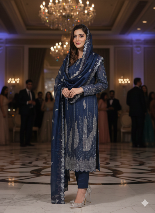 Silk 2pc – Unstitched Turkish Cutdana Collection - 6