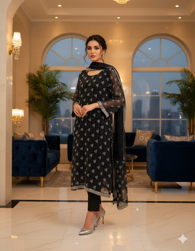 Designer Chiffon 3pc Party Wear
