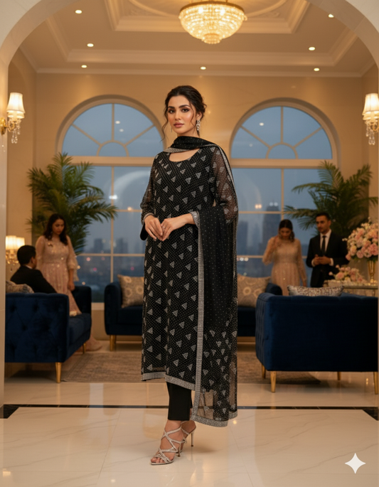 Designer Chiffon 3pc Party Wear