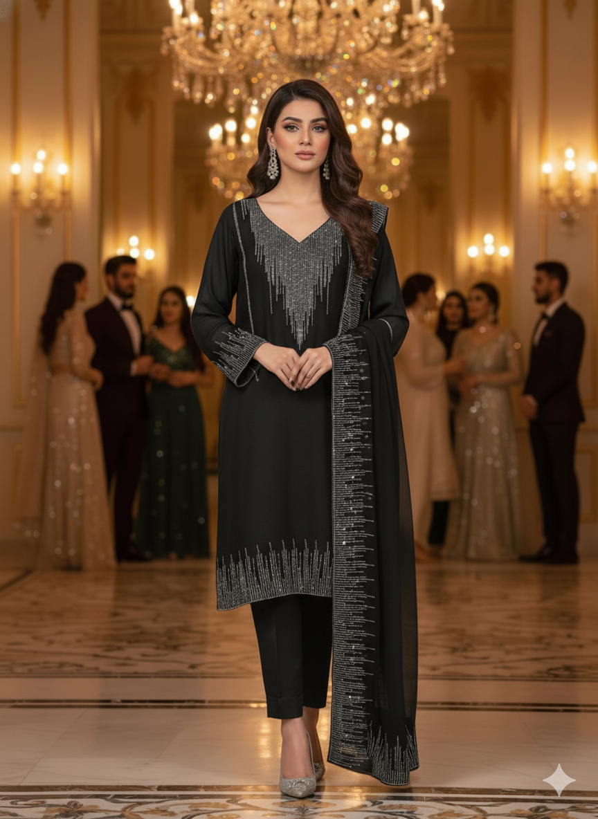 Designer Chiffon 3pc Party Wear