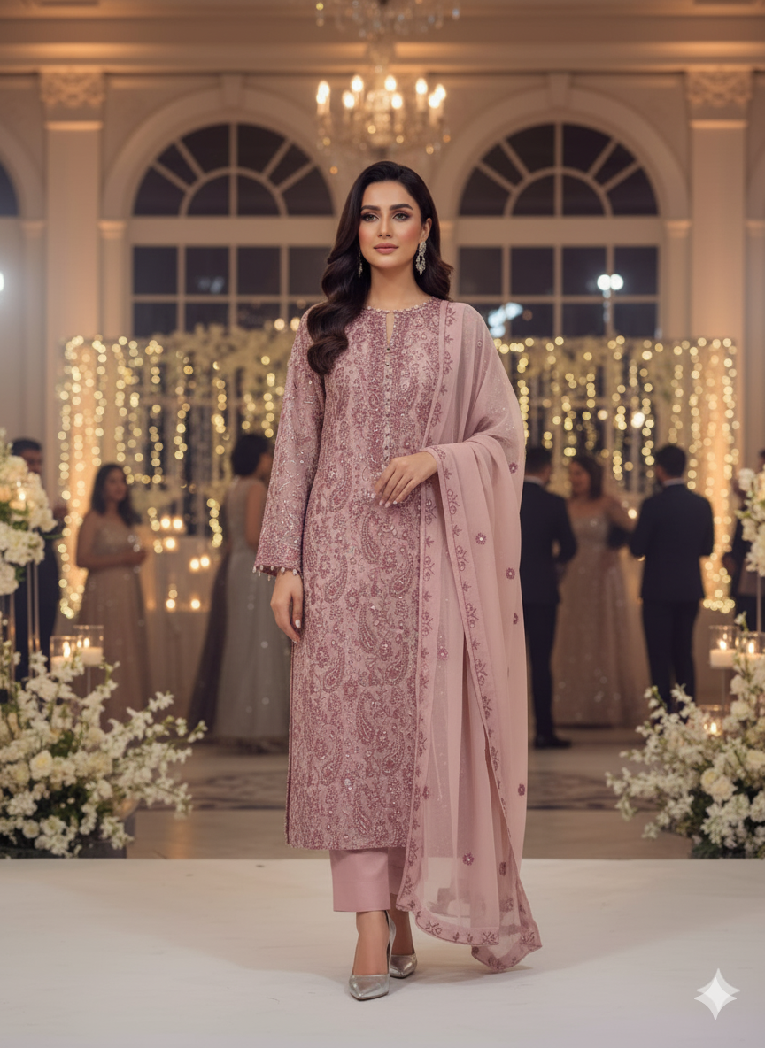 Chiffon embroidered 2pc unstitched