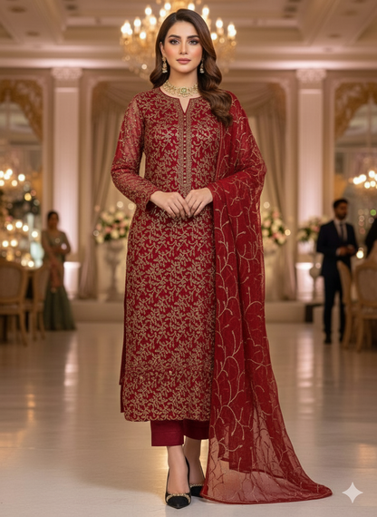 Chiffon embroidered 2pc unstitched